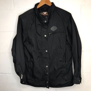 Vintage Harley Davidson Women XL Black Nylon Riding Jacket Embroidery